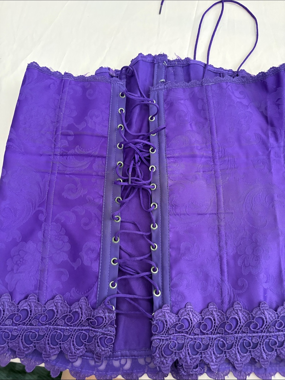 Frederick's of Hollywood Purple Lace-Up Jacquard Bustier